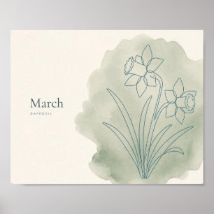 Impressão de Arte Botânica de Narciso Flor de Ma