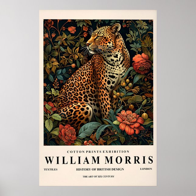 Impressão de Arte Botânica Leopardo Estilo William (Frente)
