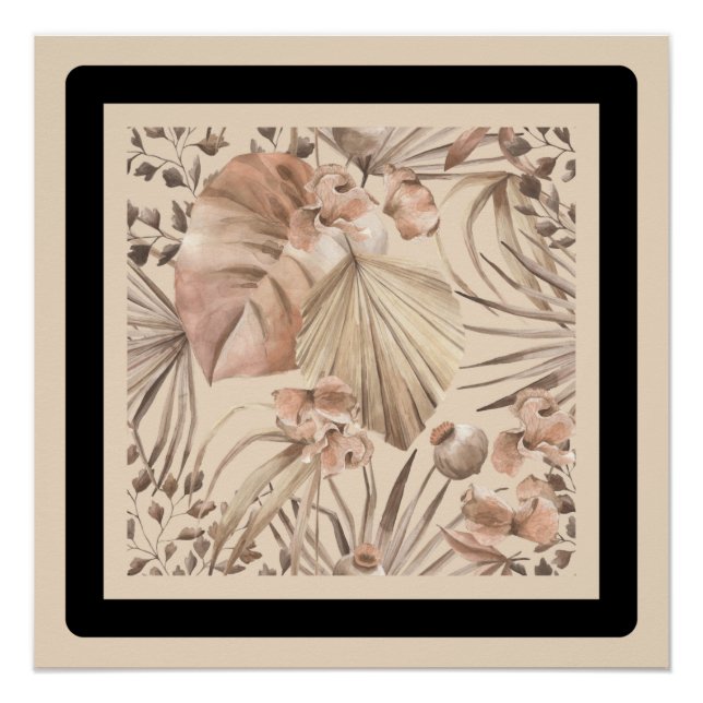Impressão de Arte Botânica Neutra Elegante (Frente)