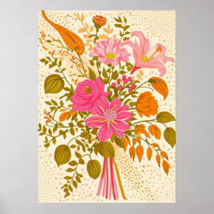 Impressão de Arte Buquê Floral Retroativa