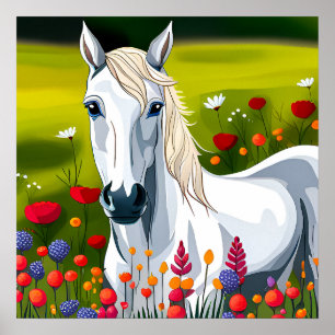 Impressão de Arte Cavalo Branco da Criança