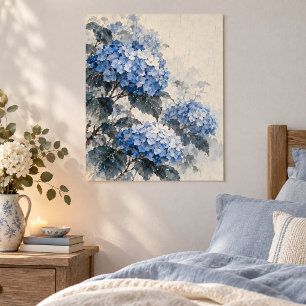Impressão de Arte Chuva Hortênsia Azul
