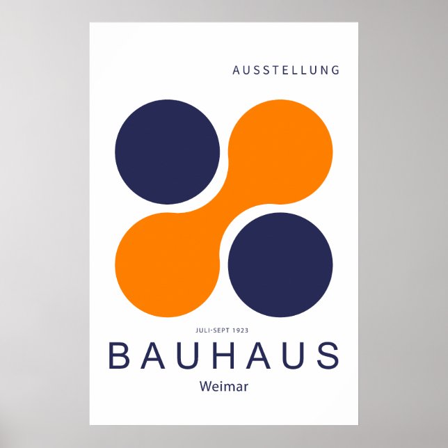 Impressão de Arte Círculo Azul Laranja Bauhaus Wei (Frente)