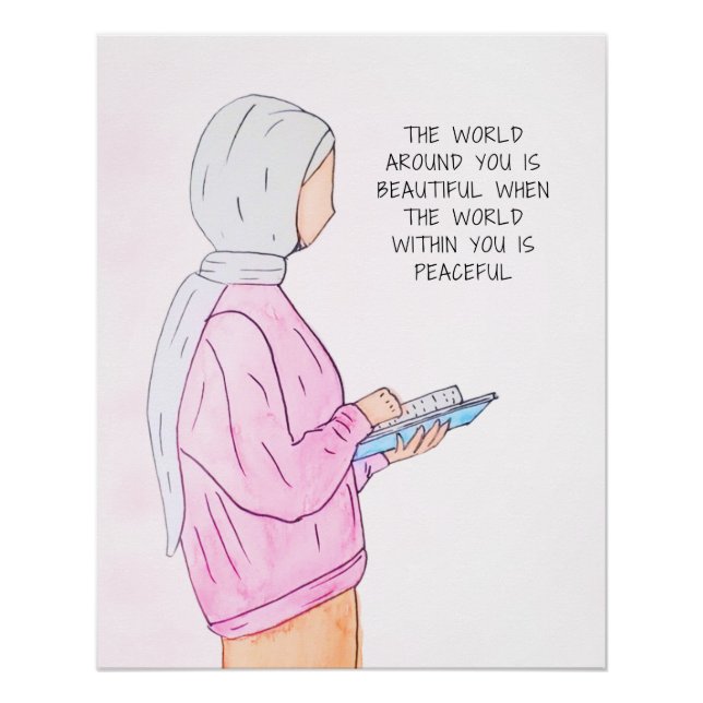 Impressão de Arte com Aquarela Islâmica Estilo 2 (Frente)