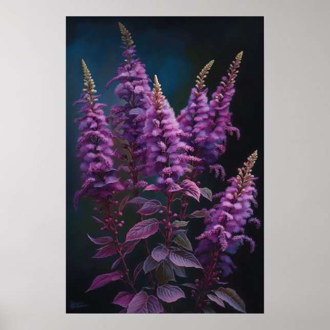 Impressão de Arte com Flor Roxo Astilbe (Frente)