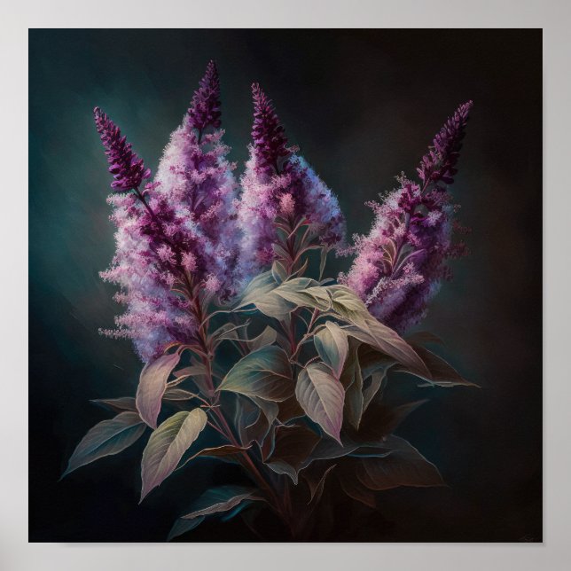 Impressão de Arte com Flor Roxo Astilbe (Frente)