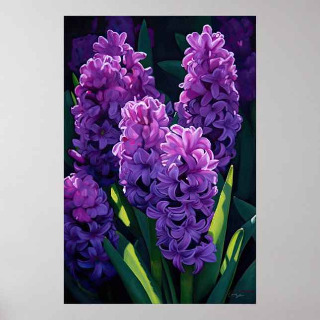 Impressão de Arte com Flor Roxo Hyacinth (Frente)