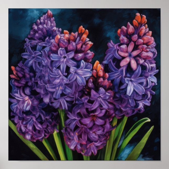 Impressão de Arte com Flor Roxo Hyacinth (Frente)