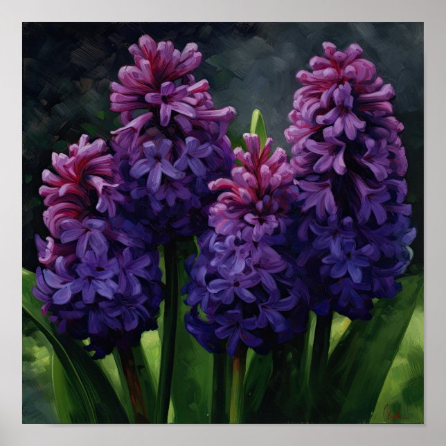 Impressão de Arte com Flor Roxo Hyacinth (Frente)