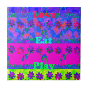 Impressão de Arte "Comer Amor e Brincar" vibrante 