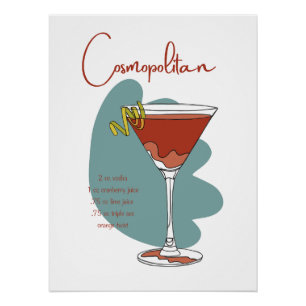 Impressão de Arte Cosmopolita Cocktail Na moda W