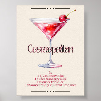 Impressão de Arte Cosmopolita | Poster de coquetel
