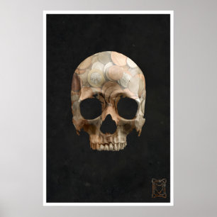 Impressão de Arte da Caveira de Moedas Terror Góti