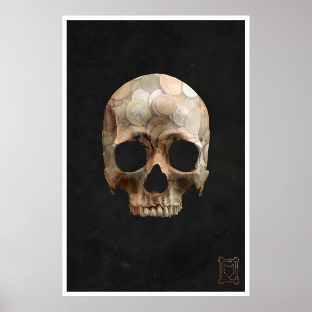 Impressão de Arte da Caveira de Moedas Terror Góti (Frente)
