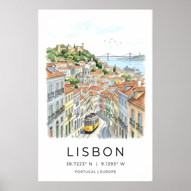 Impressão de Arte da Cidade de Lisboa - Bonde Amar (Frente)