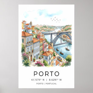 Impressão de Arte da Cidade do Porto Aquarela, Tra