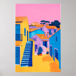 Impressão de Arte da Cidade Italiana Costeira Bril