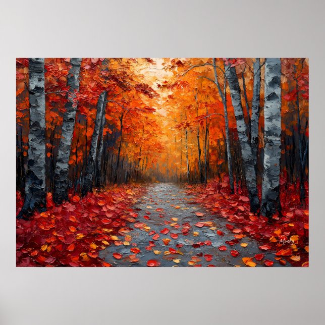 Impressão de Arte da Floresta de Outono Texturizad (Frente)