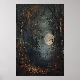 Impressão de Arte da Floresta Escura da Lua Cheia