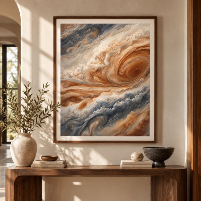 Impressão de Arte da Ópera das Nuvens de Júpiter (Styled display of Jupiter Cloud Opera Art Print. Frame, mat and furnishings shown for illustration; select framing options separately.)