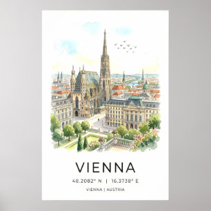 Impressão de Arte da Paisagem Urbana de Viena, Esp