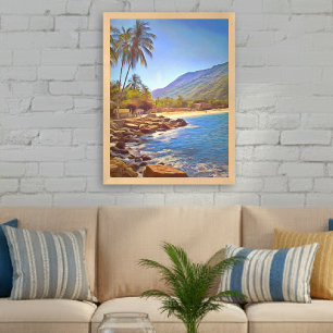 Impressão de arte da praia tropical de Yelapa, Méx