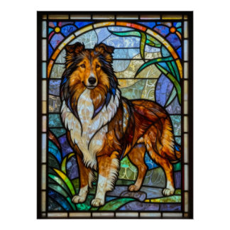 Impressão de Arte da Raça de Cachorro Rough Collie