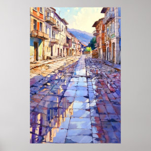 Impressão de Arte da Rua Antiga de Tirana