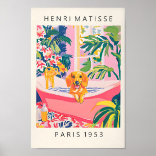 Impressão de Arte Dachshund, Arte de Banheiro Engr