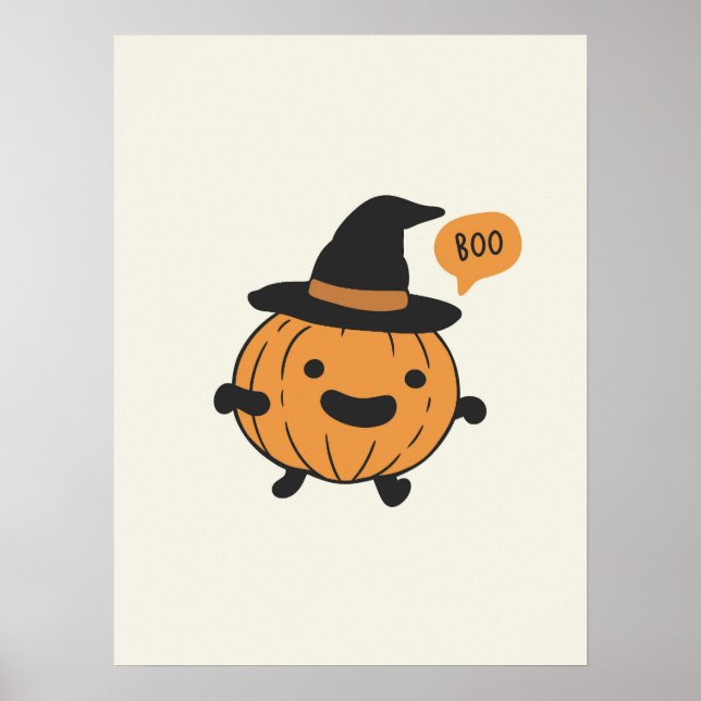 Impressão de Arte de Abóbora Fofa de Halloween no  (Frente)