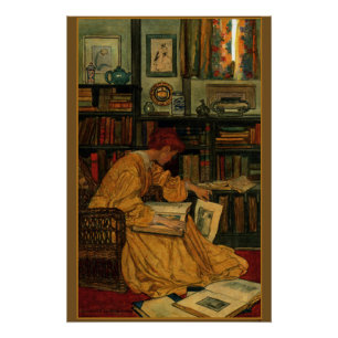 Impressão de Arte de Amante de Livros Antigos   Mu
