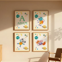 Impressão de Arte de Animais Espaciais Hipopótamo