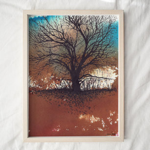 Impressão de Arte de Aquarela Árvore