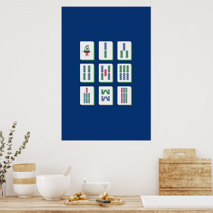 Impressão de Arte de Azulejos de Bambu de Mahjong