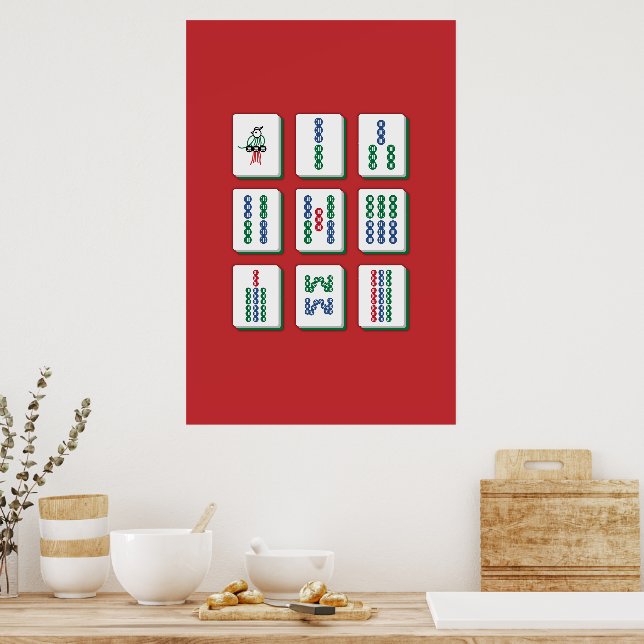 Impressão de Arte de Azulejos de Bambu Mahjong (Cozinha)