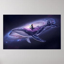 Impressão de Arte de Baleia Cósmica & Astronauta