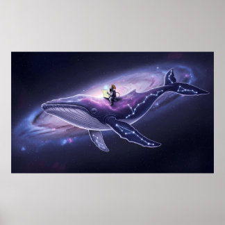 Impressão de Arte de Baleia Cósmica & Astronauta
