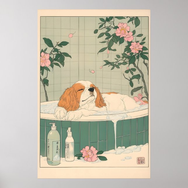 Impressão de Arte de Banheiro Cavalier King Charle (Frente)