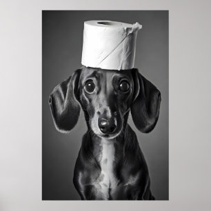 Impressão de Arte de Banheiro de Dachshund Engraça