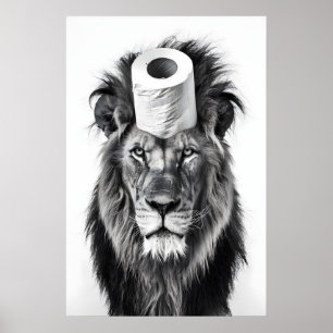 Impressão de arte de banheiro de Leão Engraçado, R