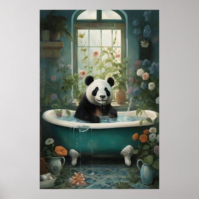 Impressão de Arte de Banho de Flor de Panda, Botân (Frente)