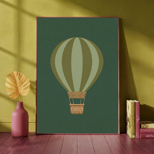 Impressão de Arte de Berçário Verde Balão de Ar Qu