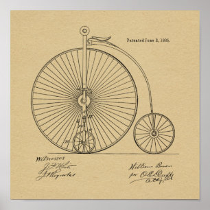 Impressão De Arte De Bicicleta De Alta Roda De 18