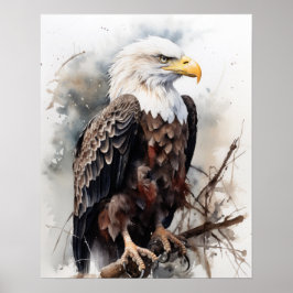 Impressão de Arte de Bird-Eagle Bald Americano