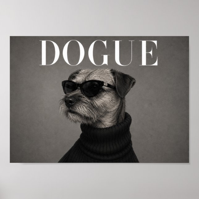 Impressão de arte de Border Terrier com estilo fas (Frente)