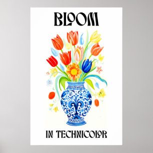 Impressão de Arte de Buquê Floral Tulipas em Vaso 