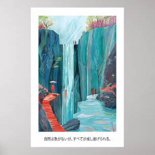 Impressão de Arte de Cachoeira Japonesa Paisagem d