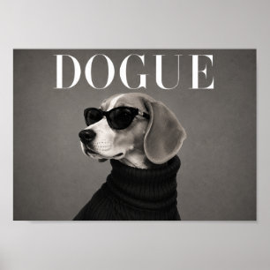 Impressão de Arte de Cachorro Beagle Preto e Branc