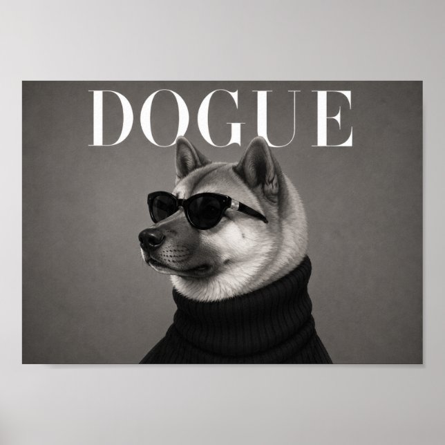 Impressão de Arte de Cachorro da Moda Akita (Frente)