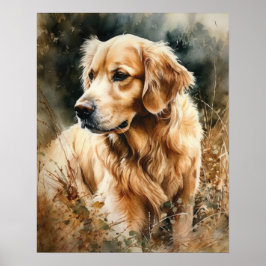 Impressão de Arte de Cachorro de Retriever de Ouro